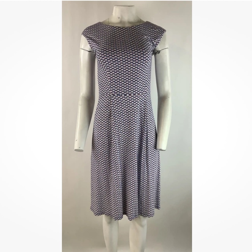 Boden Sz 6 Marina Jersey Fit & Flare Dress Red White Blue Viscose Pullover